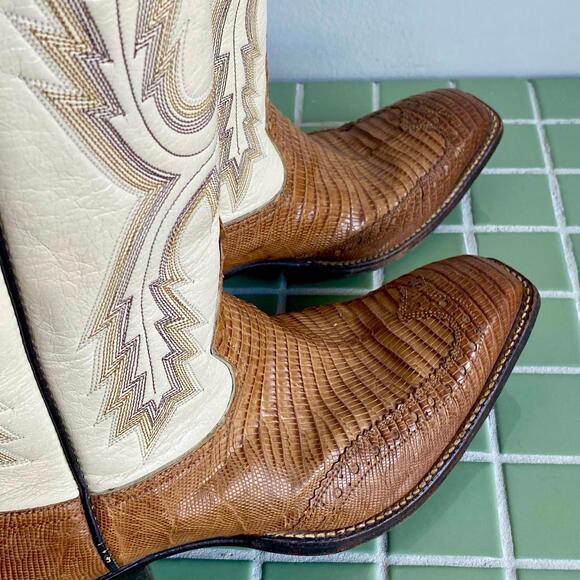 Rios of Mercedes Teju Lizard Skin Men's Cowboy Boots - Picture 7 of 8